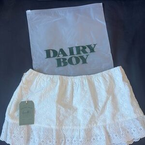 Dairy Boy White Eyelet Mini Skirt